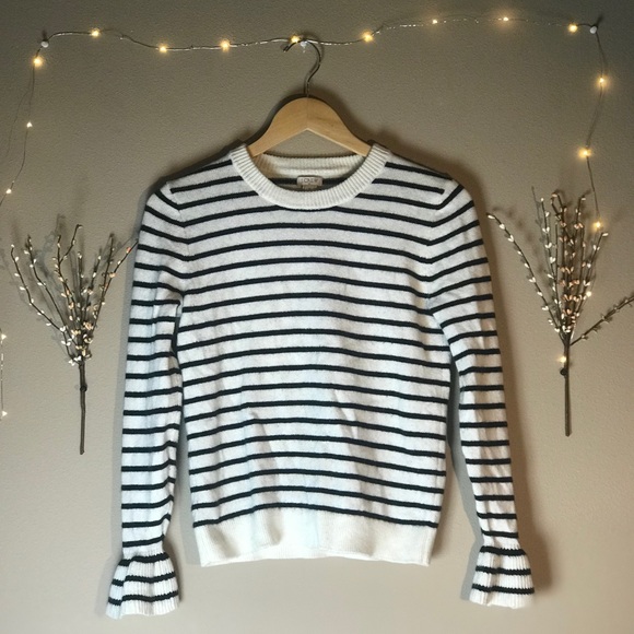 J. Crew Sweaters - J. Crew Striped Sweater w/ Ruffled Cuffs